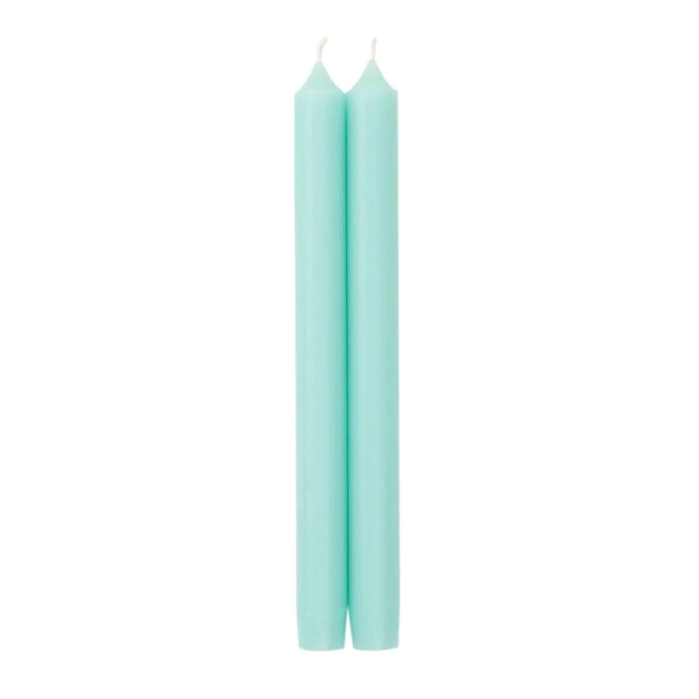 Pair of Straight Taper 10" Candles in Aqua