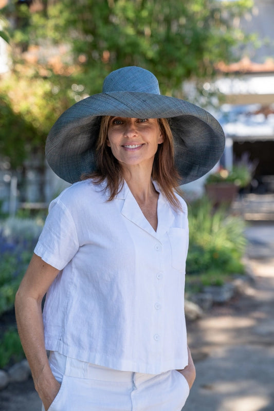 Monica 5" Wide Brim Solid Color Packable Straw Sun Hat