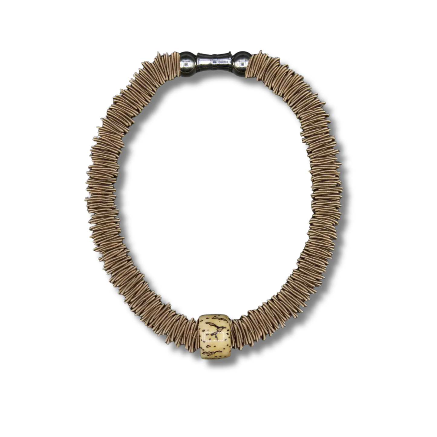 Champagne Spring Ring Necklace with Leopard Slide