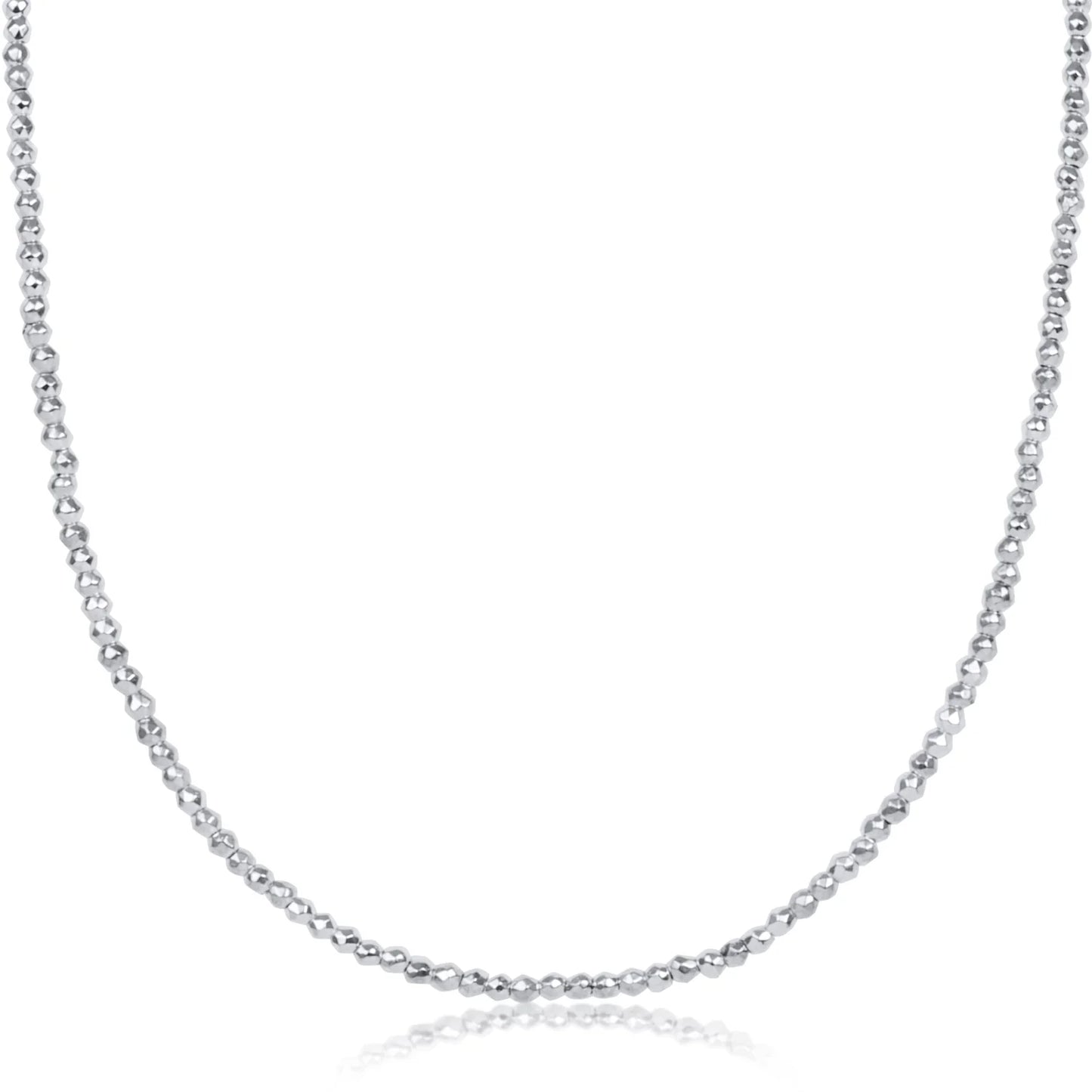 enewton 17" Choker Bright Silver Faceted Hematite 2mm Bead