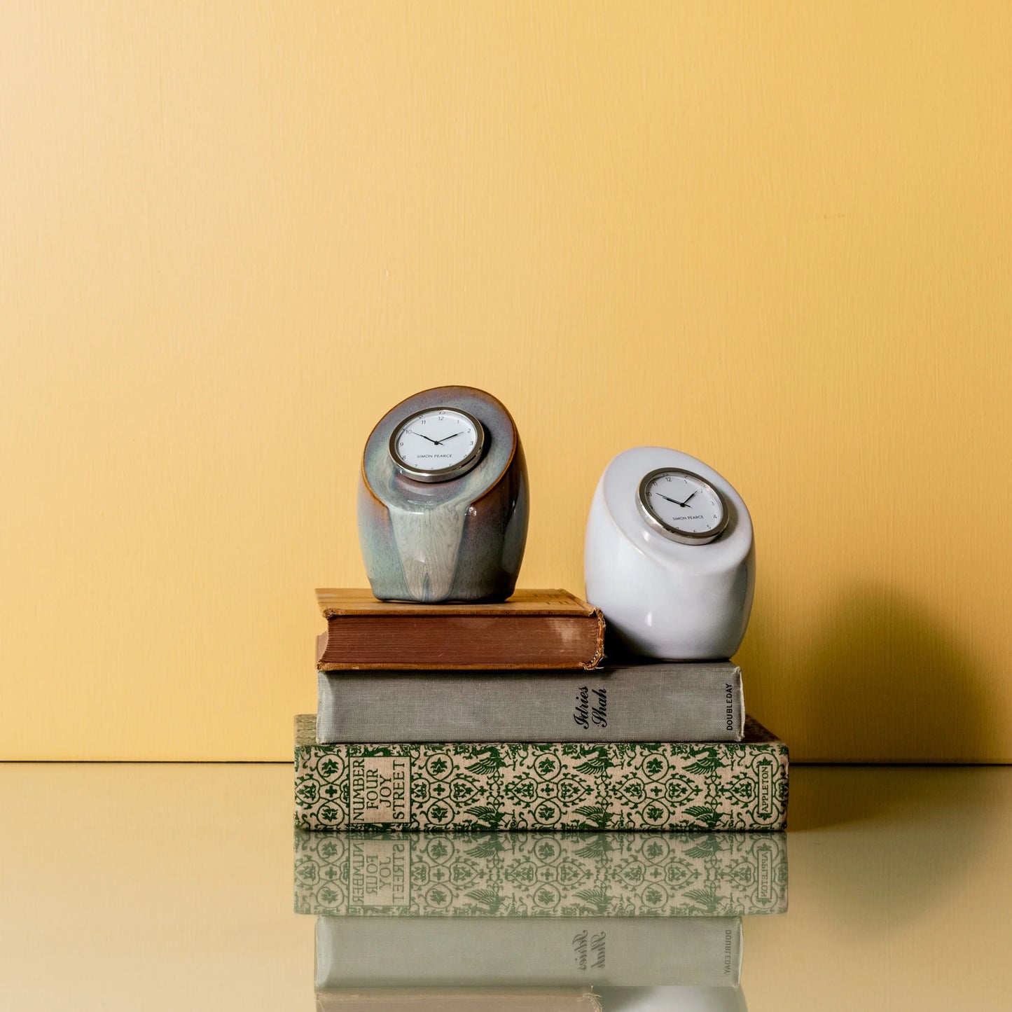 Simon Pearce Addison Pottery Clock in Gift Box, Moss Glen