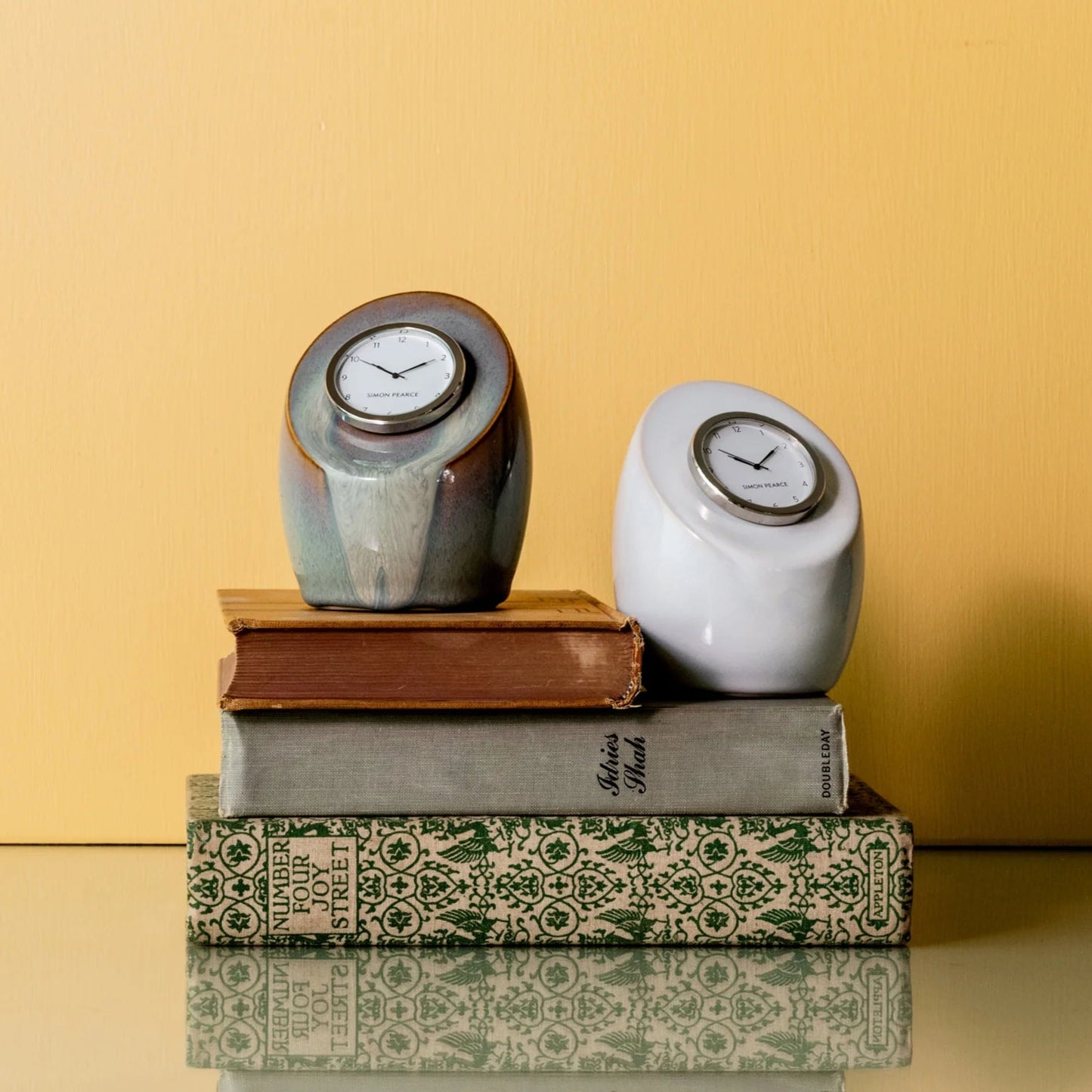 Simon Pearce Addison Pottery Clock in Cloud, Gift Boxed