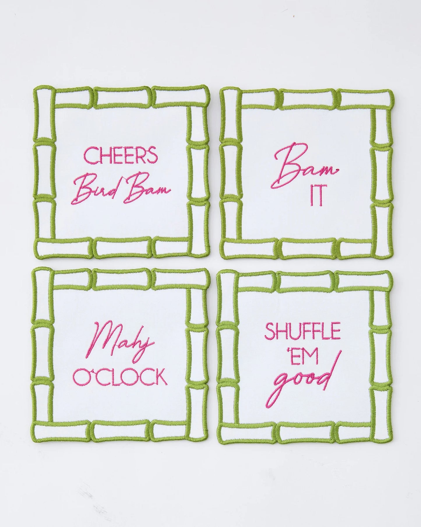Bamboo Mahjong Cocktail Napkins, Set of 4