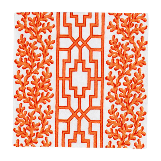 Coral Red Coral & Trellis Napkins in Coral