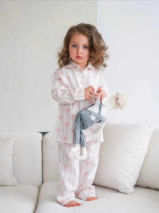 Pajama Set, Pink Ribbon | Atelier Babbi