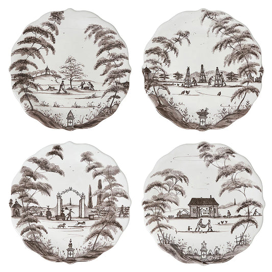 Juliska Country Estate Flint Party Plates (Assort. Set of 4)