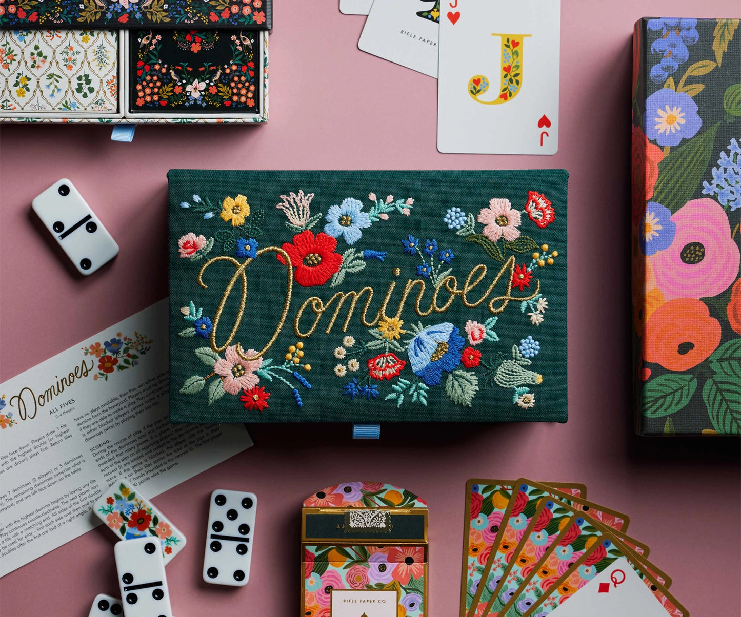 Strawberry Fields Dominoes Set, Rifle Paper Co.