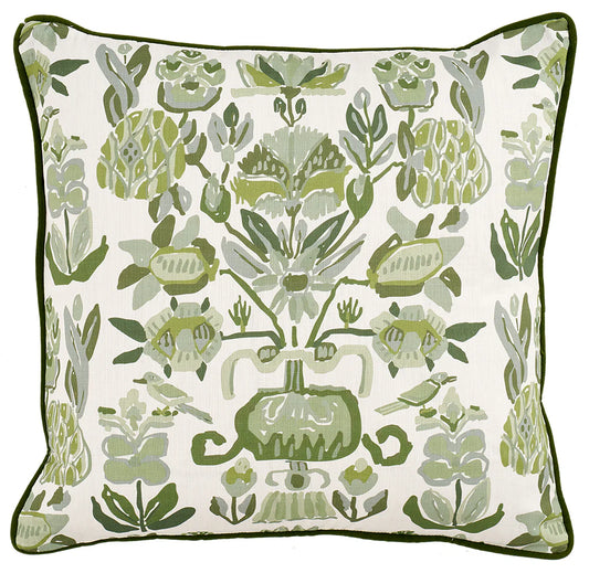 Ebba Moss Pillow with Velvet Leaf Pipe