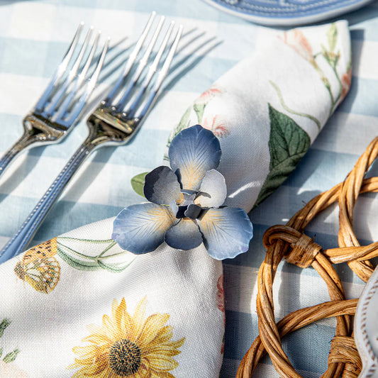 Juliska Meadow Walk Iris Napkin Rings in Chambray (Set of 4)