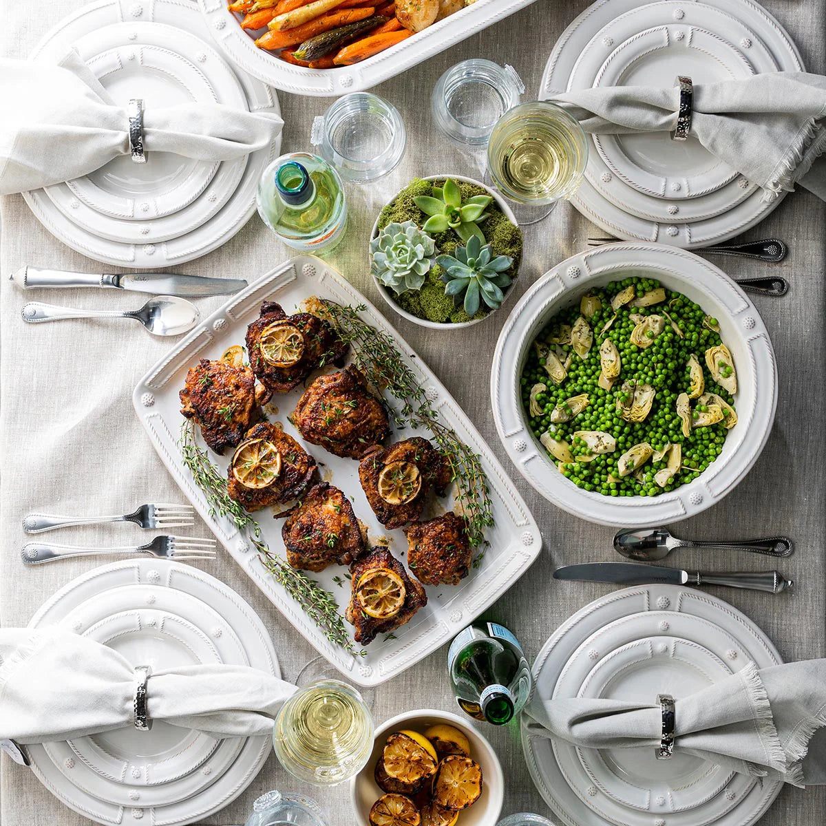 Juliska Berry & Thread French Panel Whitewash Dinner Plate