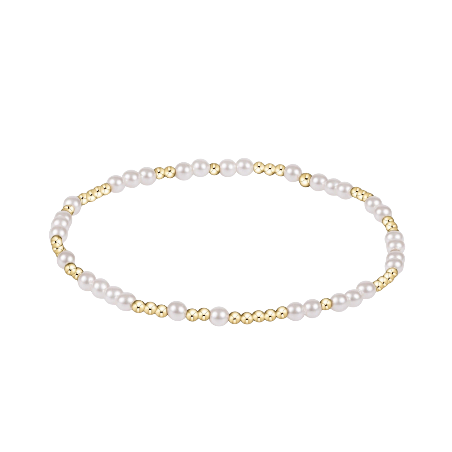 Pearl bracelet with gold accents on a white background