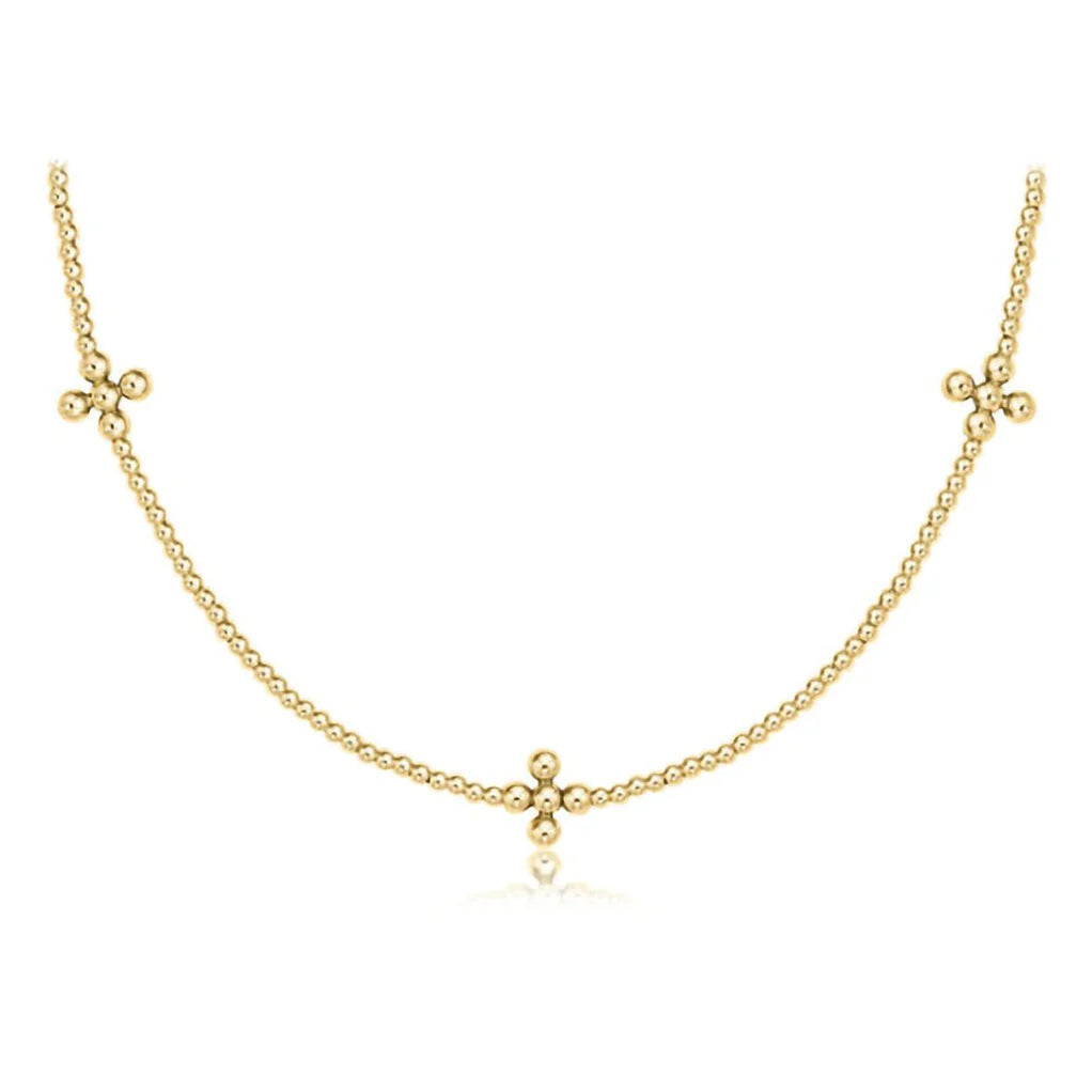 enewton 15" Choker Classic Gold 2mm Bead with Signature Cross Encompass Gold Charm