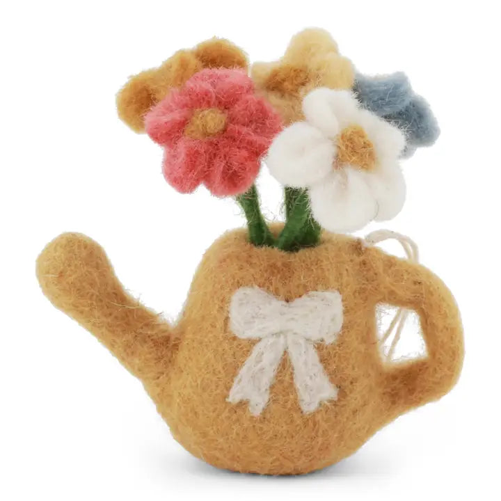 Ochre Yellow Watering Can with Flowers