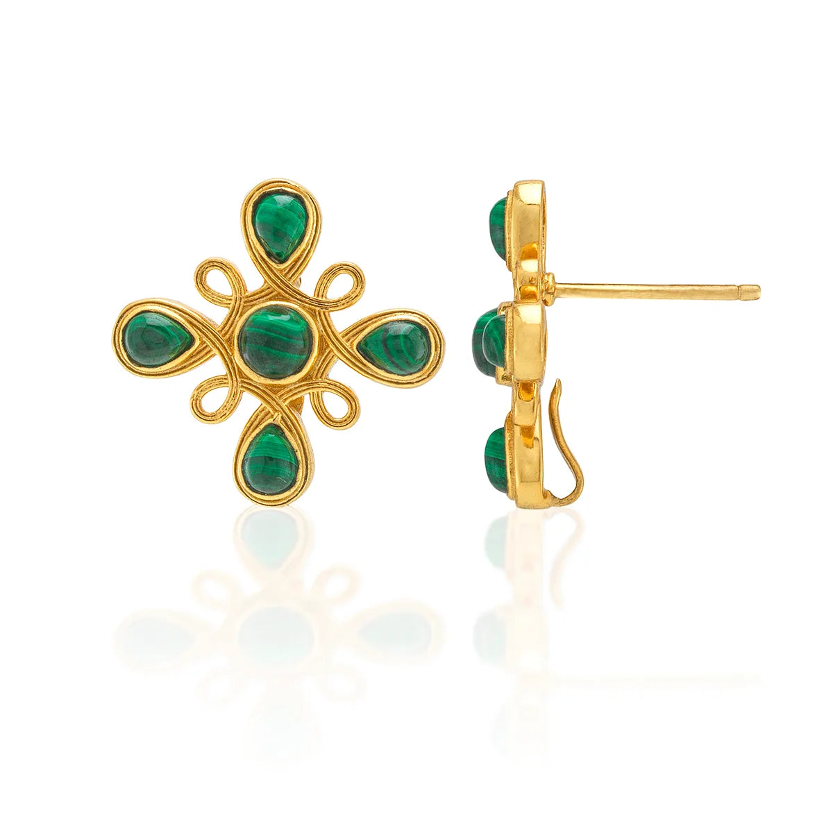 Monique Gem Convertible Double Drop Earrings in Malachite, Capucine de Wulf