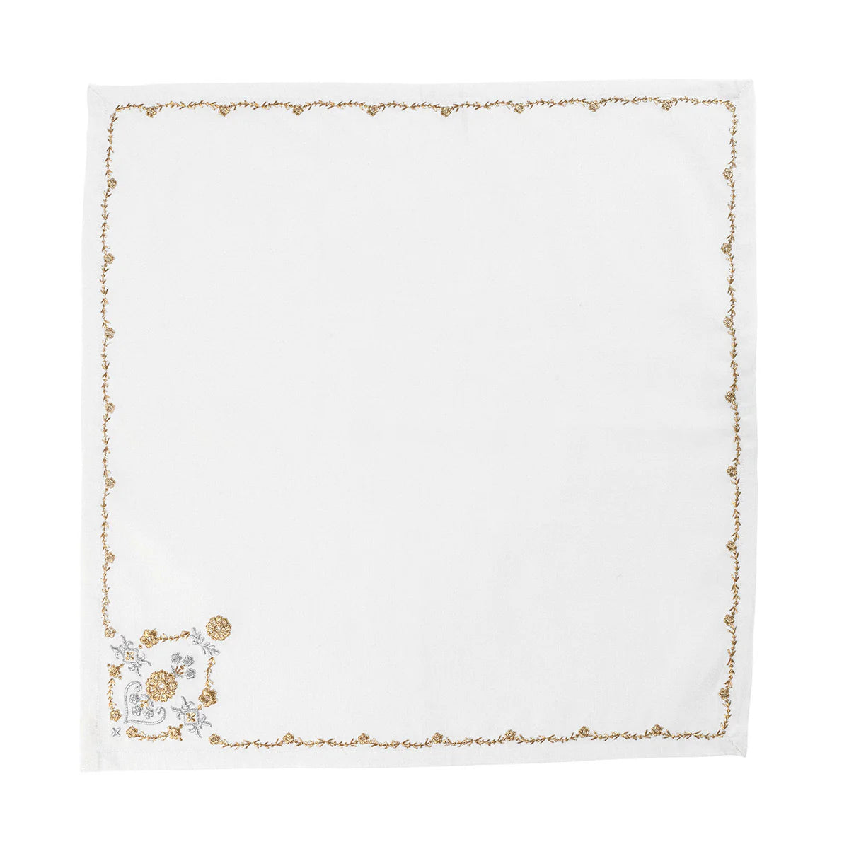 Juliska Heidi Metallic Gold & Silver Embroidered Napkins (Set of 4)
