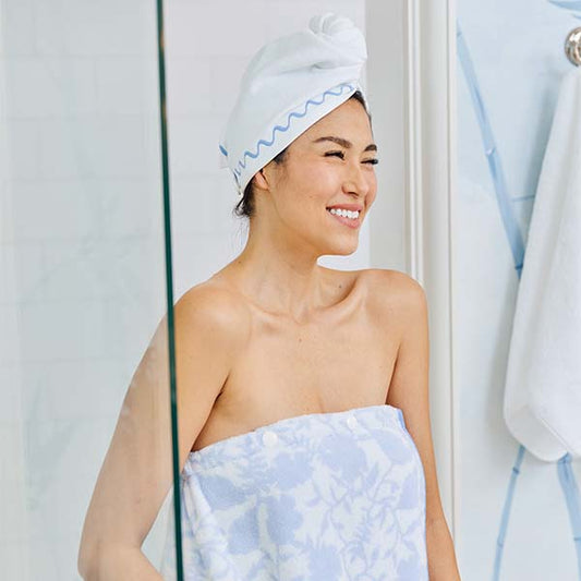 Blue Embroidered Hair Towel