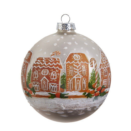5" GINGERBREAD HOUSE BALL ORNAMENT