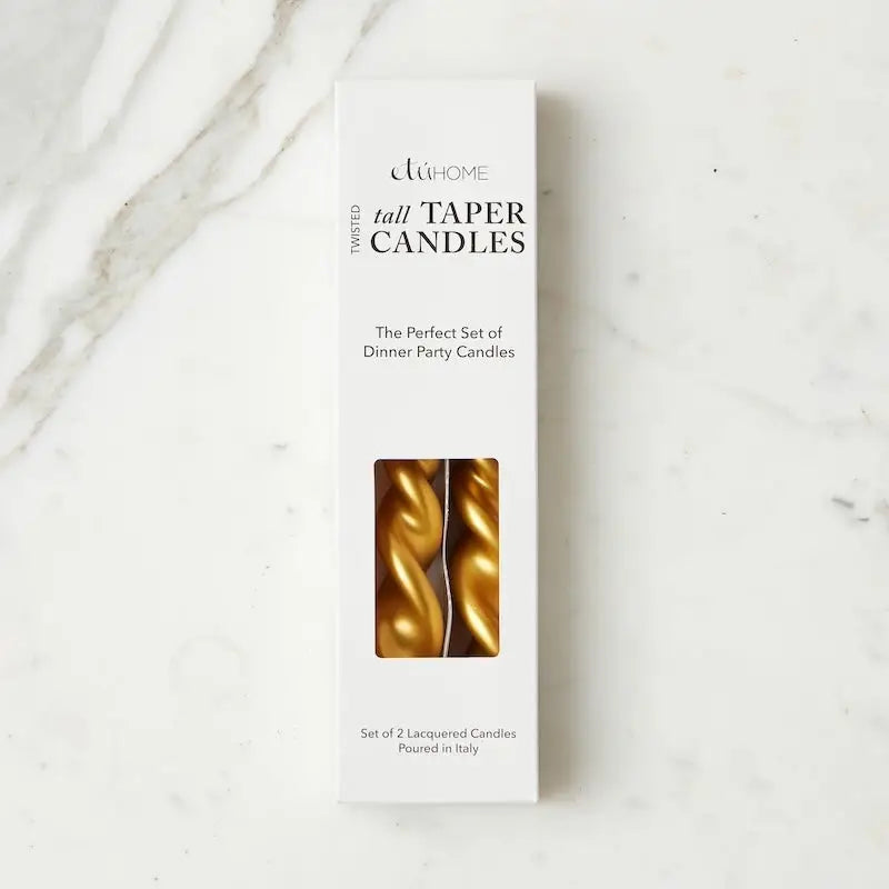 Pair of Lacquered Tall Twisted Taper Candles