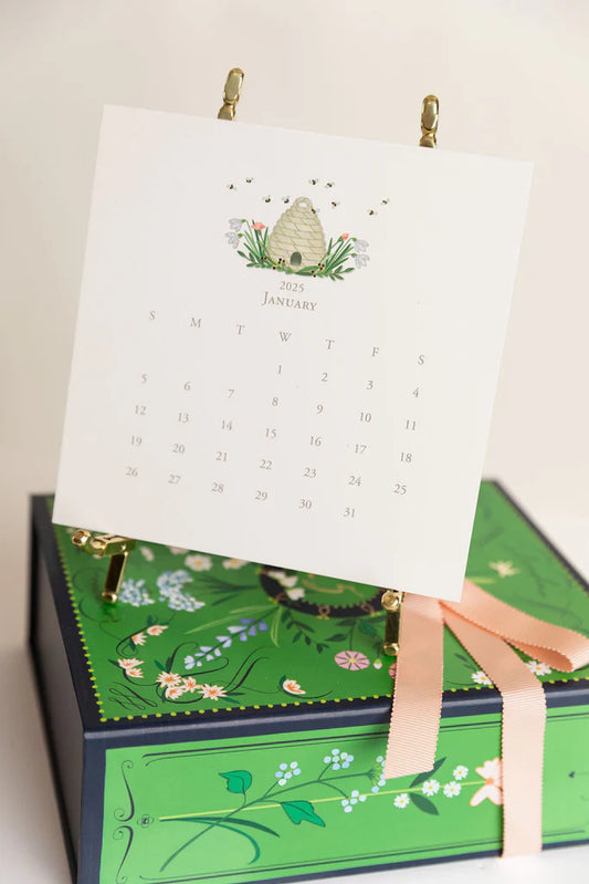 2025 Karen Adams Desk Calendar in Gold