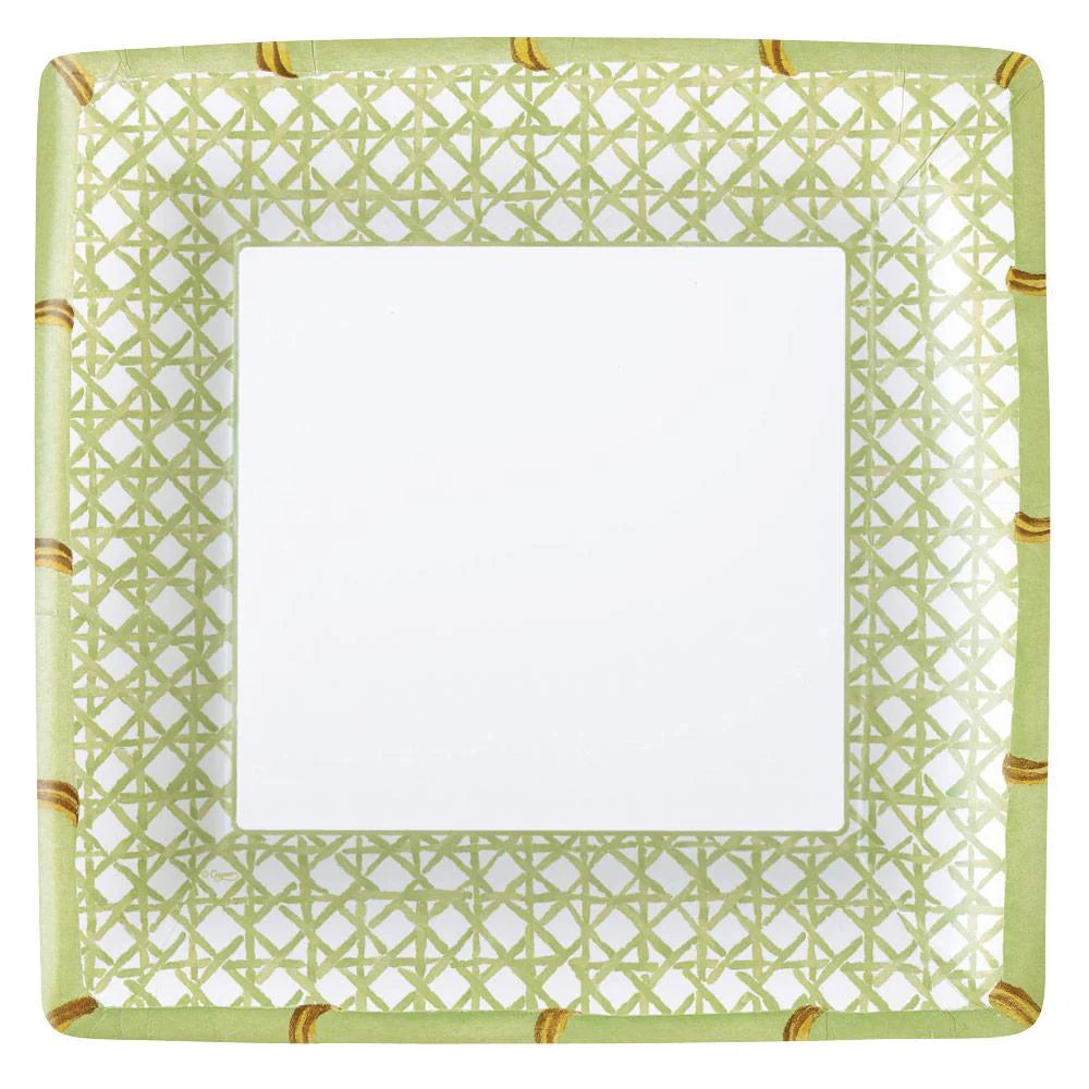 Green Trellis Square Paper Dessert Plates