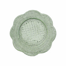Load image into Gallery viewer, Rattan Round Scalloped Charger in Green - Caspari