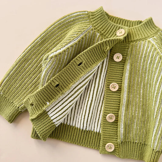 Cotton Brioche Cardigan in Green