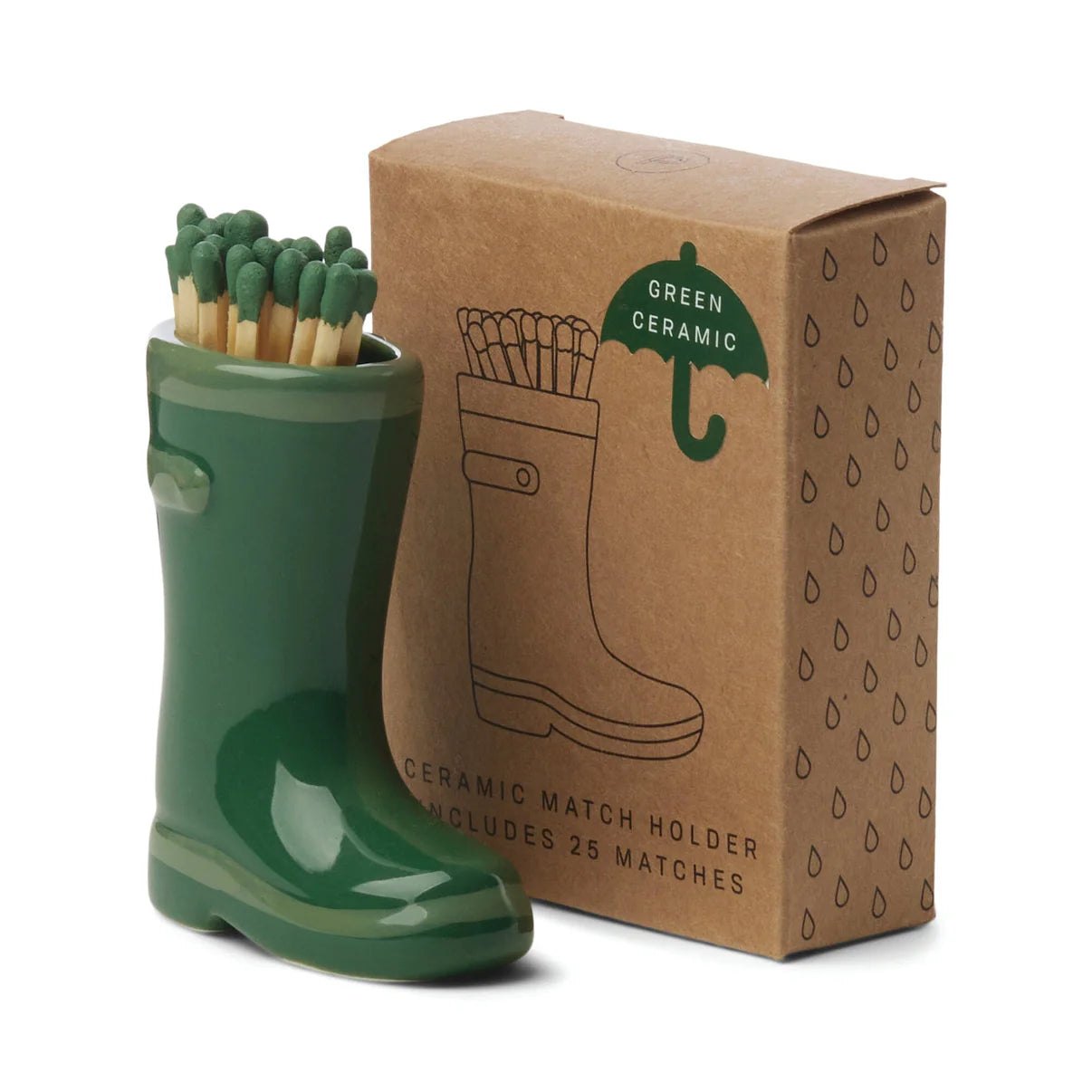 Wellington Boot Match Holder in Dark Green