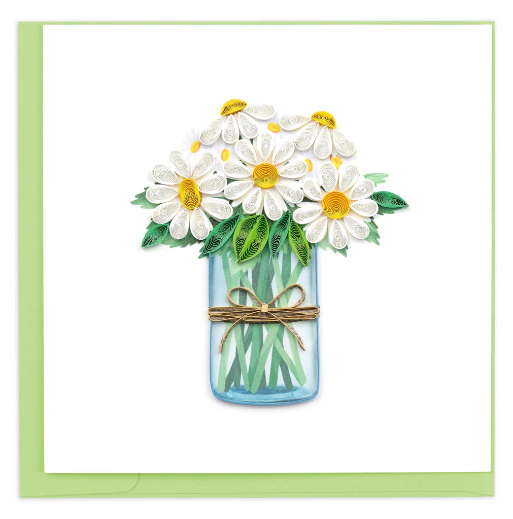 Quilling Card White Daisies in Jar