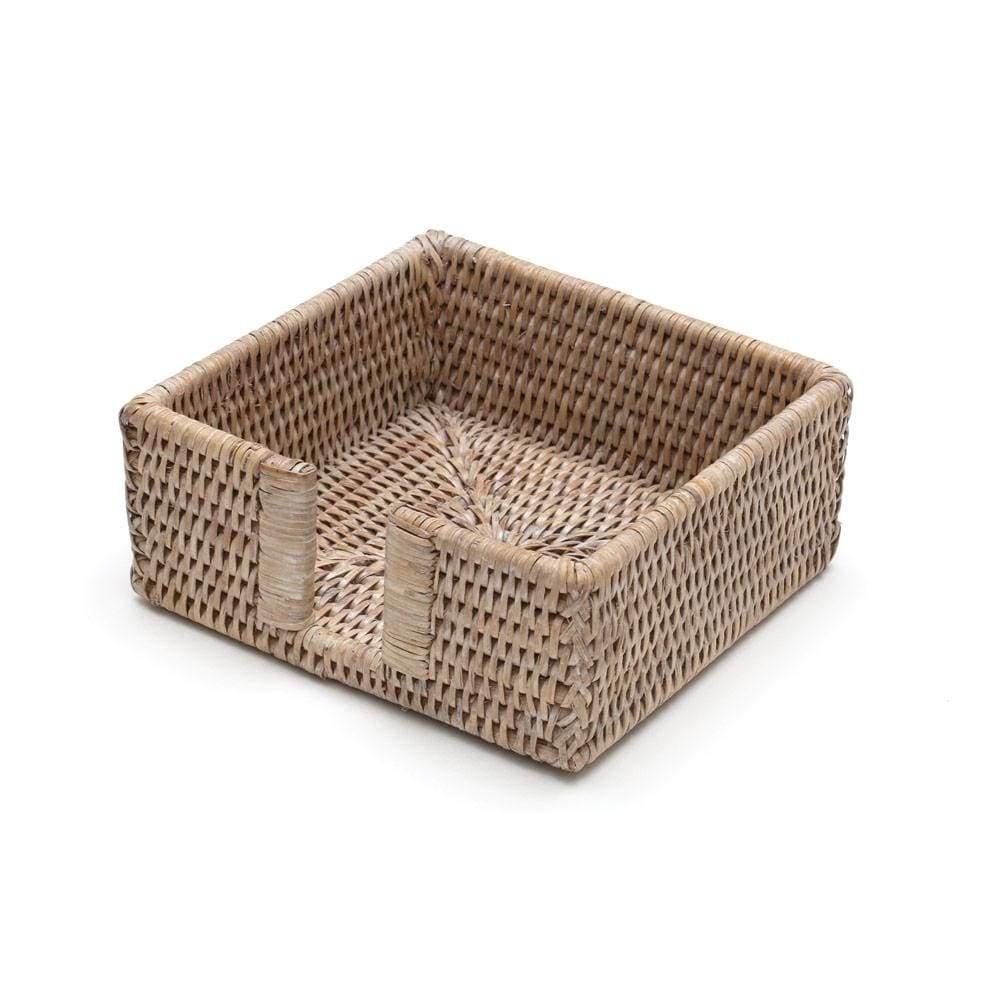 Cocktail White Rattan Napkin Holder