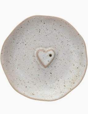Stoneware Incense Holder Dish, Heart