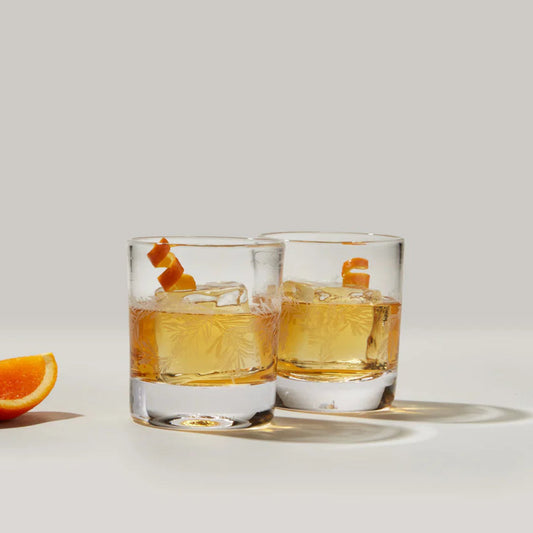 Simon Pearce Engraved Pine Ascutney Double Old Fashions, Boxed Set of 2