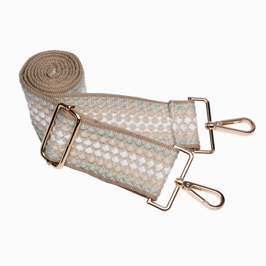 Ivory Glossy HydroBag with Seafoam Patterned Strap