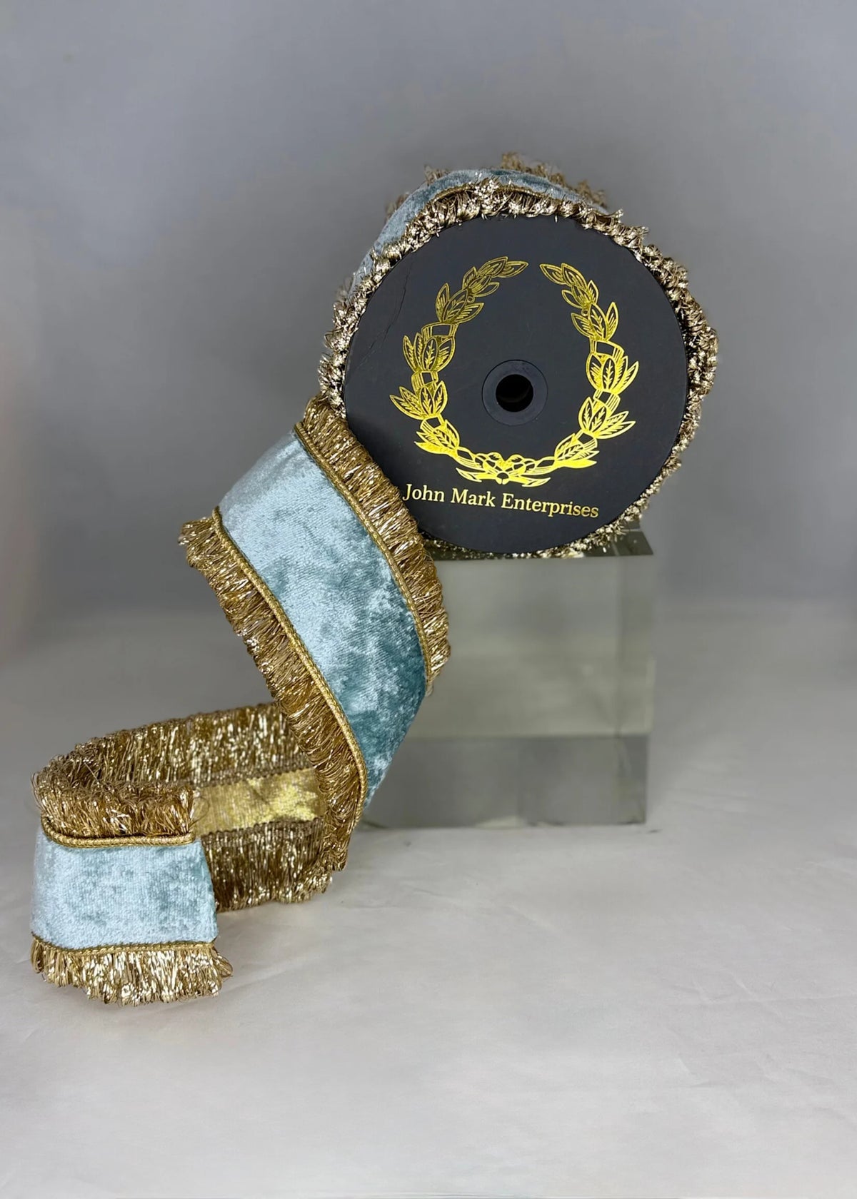 John Mark Enterprises Aqua Velvet DBL Sided Trim/Back Metallic Dupion 4"
