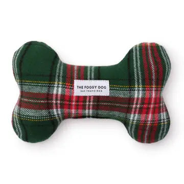 Holly Jolly Plaid Flannel Holiday Dog Squeaky Toy