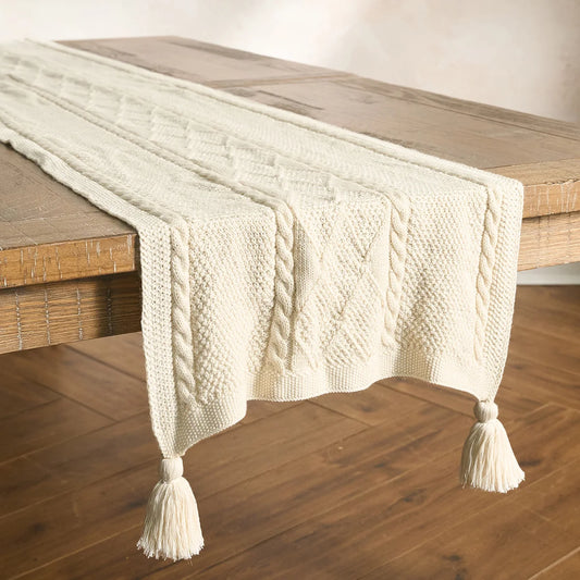 Juliska Berry & Thread Ivory Cable Knit 18" x 108 Table Runner