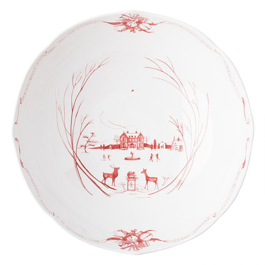 Juliska Country Estate Winter Frolic Ruby 13" Centerpiece Footed Bowl