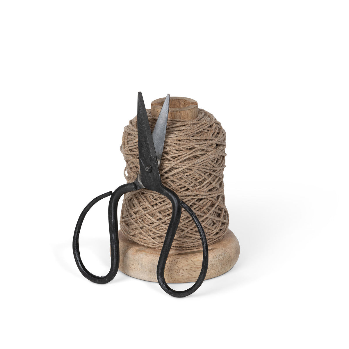 Wooden Jute Spool with Scissors