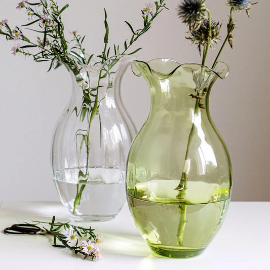 Vietri Vertical Large Clear Fluted Hibiscus Vase