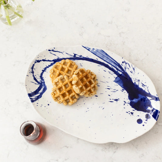 Simon Pearce Burlington Oval Platter in Artisan Blue, Large