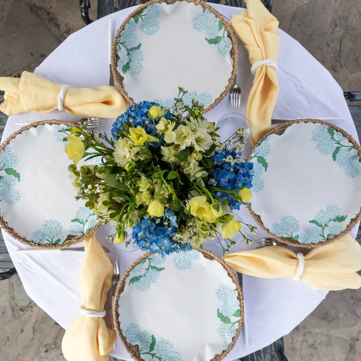 Blue Hydrangea Scalloped Edge Plate Liners