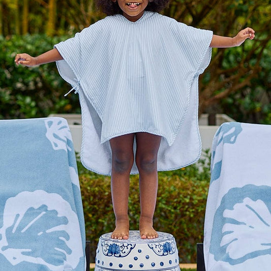 Percale Kids' Poncho in Light Blue Stripe