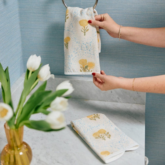 Pair of Powder Bath Towels in Lulie Wallace's Louisa