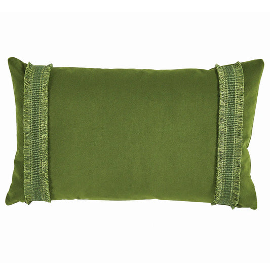 Addy Velvet Ivy Lumbar Pillow with Grass Trim