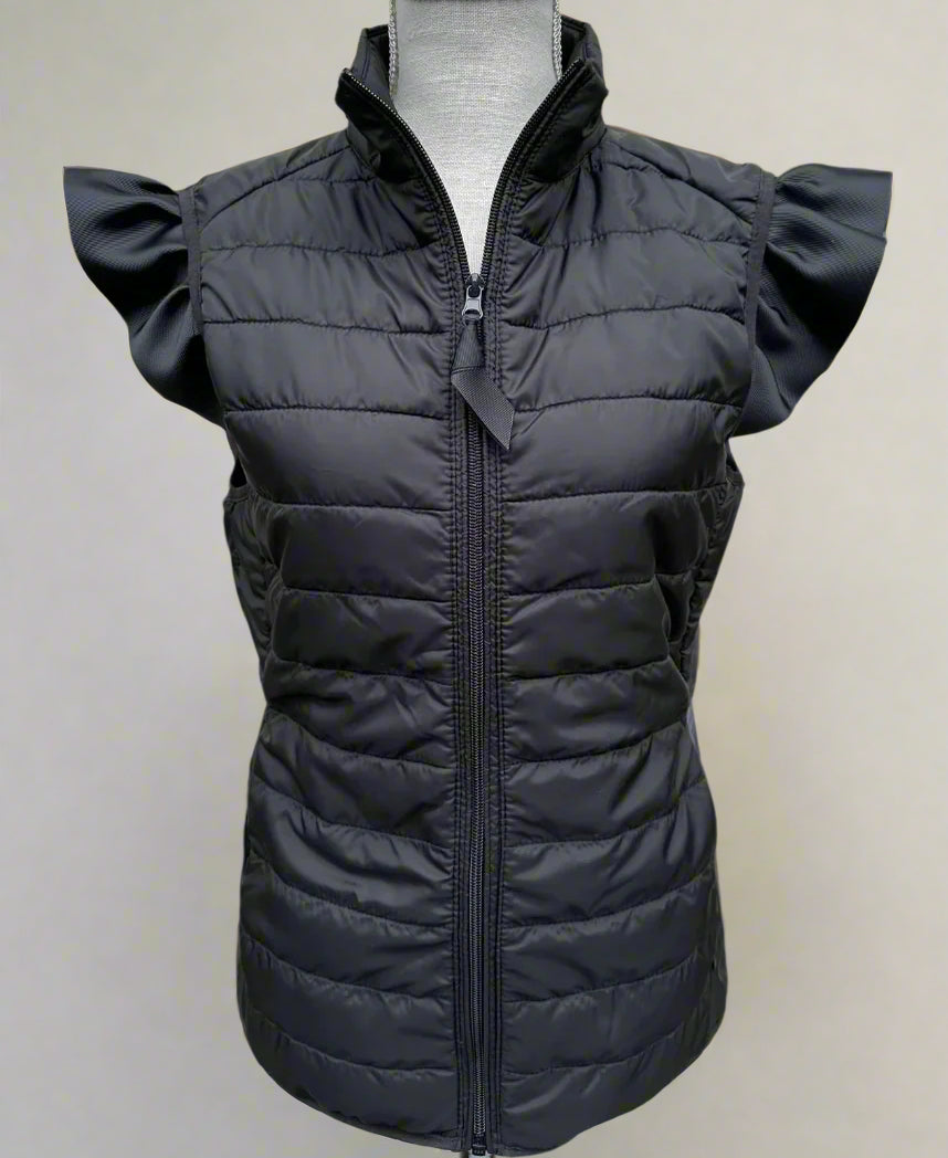 Black Maggie May Ruffled Shoulder Vest