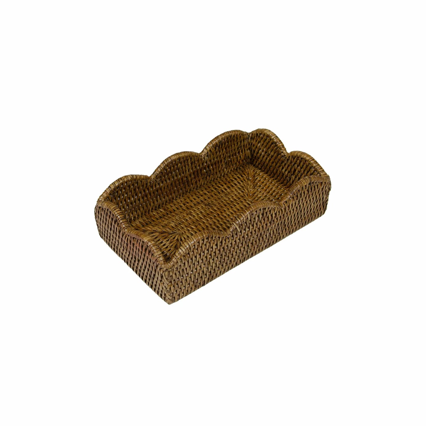 Rattan Scalloped Guest Towel Holder in Natural