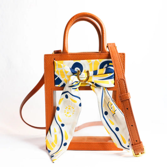 Camel Mini Calista Clear Stadium Bag with Paisley Twilly