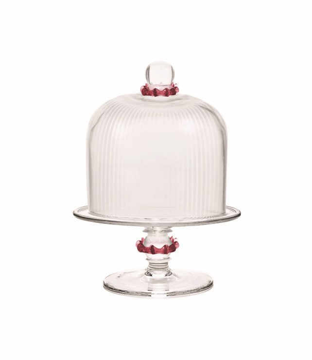 Juliska Nell Ruby Petite Ruffle Cake Dome & Stand Set