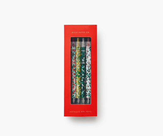 Rifle Paper Co. Mistletoe metallic Gel Pens, Set of 4