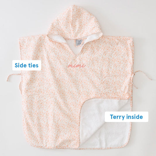 Percale Kids' Poncho in Pink Floral