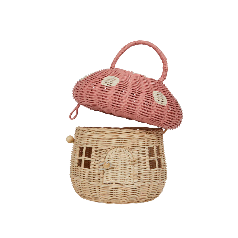 Musk Pink Rattan Mushroom Basket